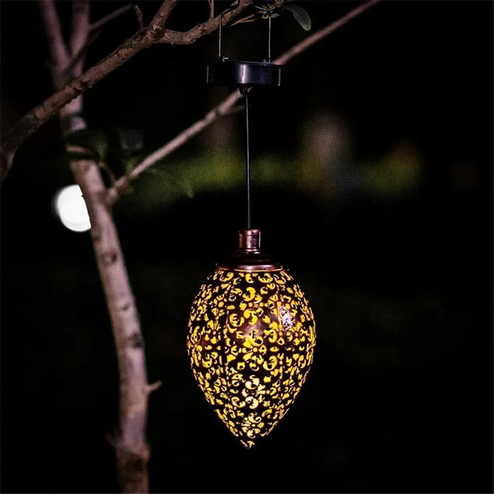 Outdoor Water Drop Shaped Solar Projection Light Waterproof Hollowed-out for Garden Patio Stair Fence Street Landscape Balcony