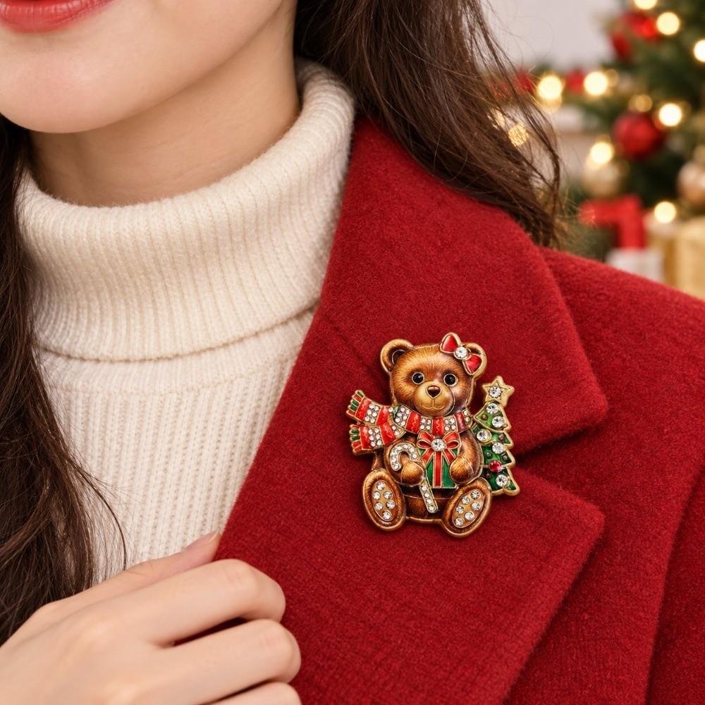 Sparkly Rhinestone Lapel Pin Vintage Enamel Brooch Fashion Christmas Brooch Hat Decoration