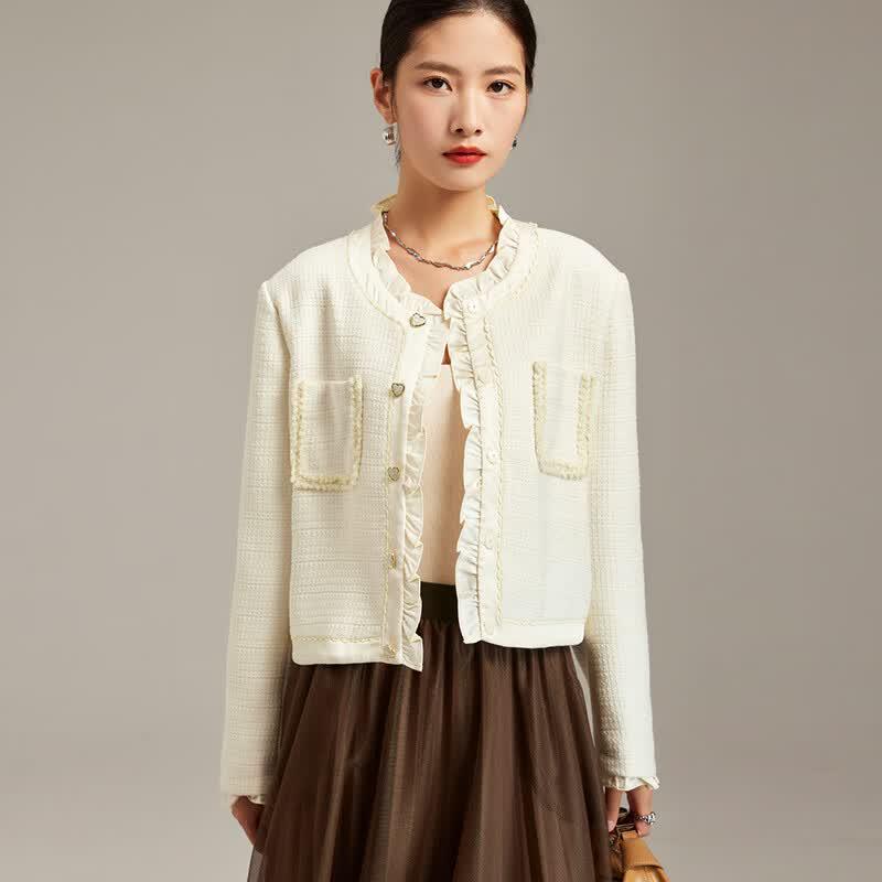 Women's Elegant Ruffle Trim Cardigan