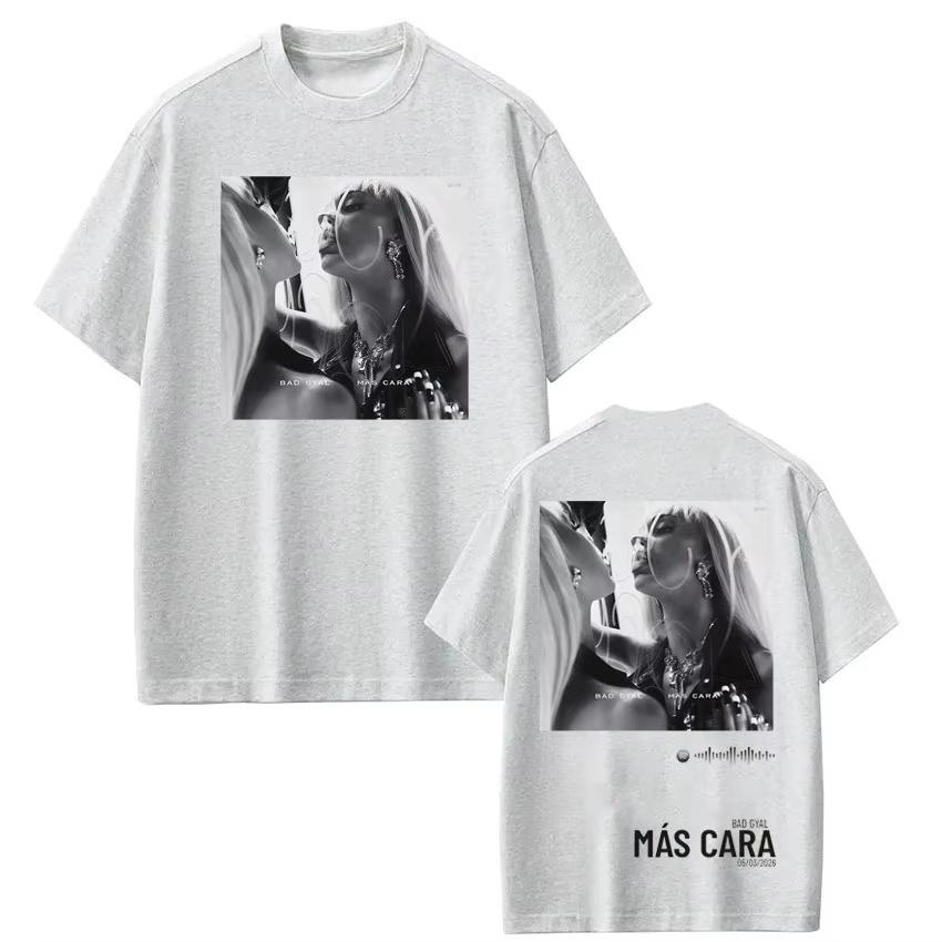 Bad Gyal Mas Cara New Album 2026 Tour Print Tshirt Men Women Vintage Tshirt Summer Shortsleeved Tee Casual Fashion Tshirts