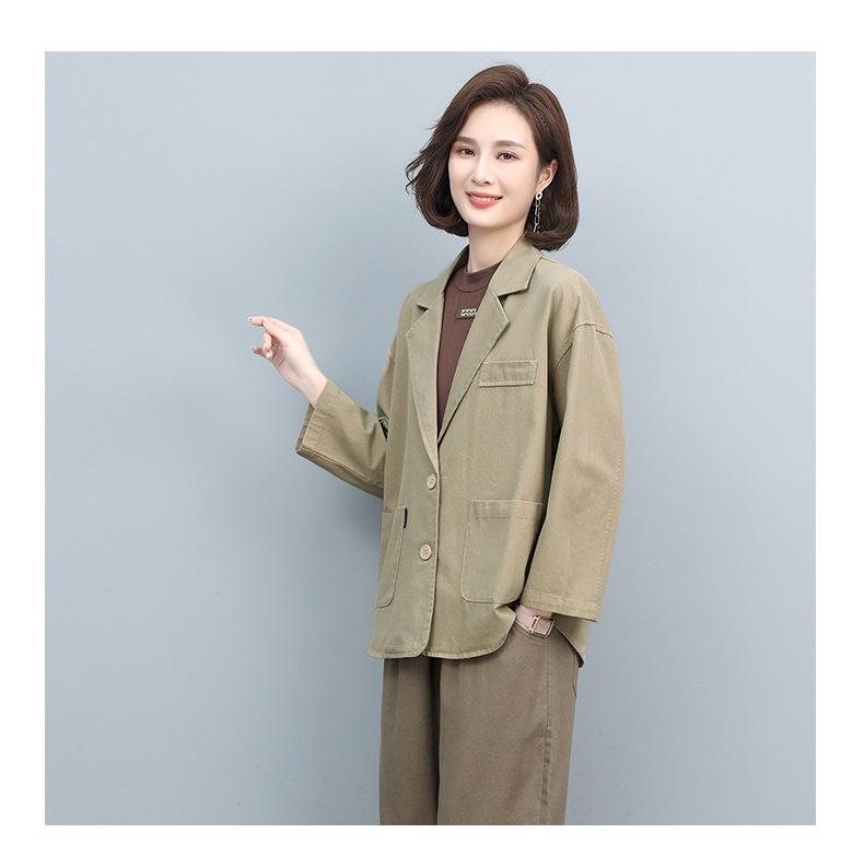 2024 Frühling/Herbst Locker geschnittener Kurzarmblazer für Frauen mittleren Alters - Koreanischer Stil, modisch, alterslos