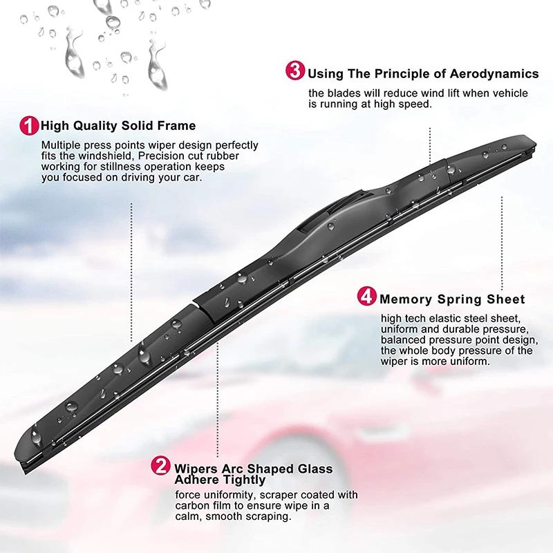 Universal U-type Car Wiper Soft Rubber Wiper HD Quiet Durable Front Windscreen Automotive Wiper 14" 16" 17" 18" 19" 20" 21" 22"