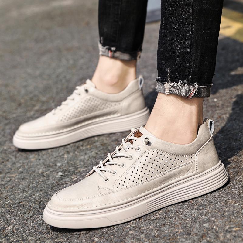 Fashion 2025 New Brand Men Casual Leather Breathable Walking Shoes Fashion Flat Designer Board Shoes Comfy Antiskid Lace Up Oxford Shoes