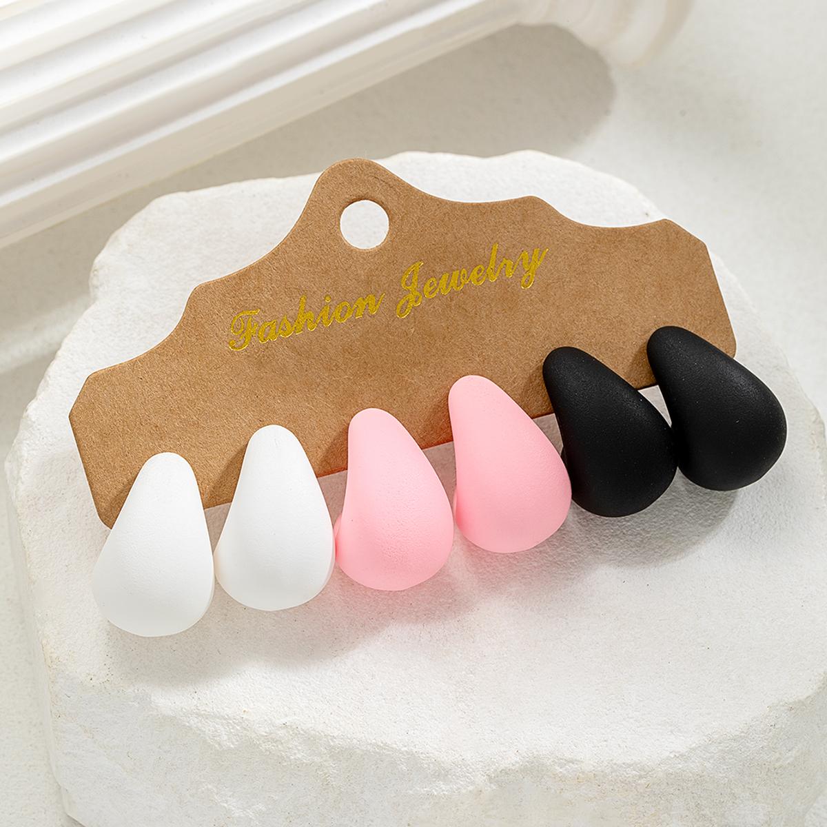 

Simple and versatile, exquisite candy colored water droplet earrings, multiple piece set, acrylic colored geometric earrings