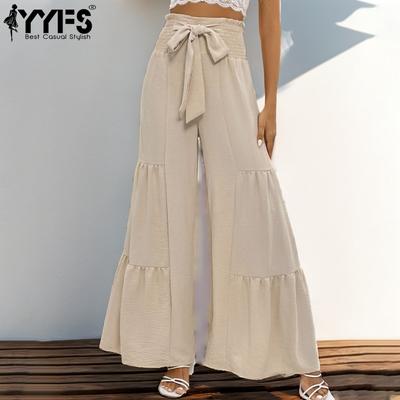 Women's Fashion Casual Solid Color Print High Waist Trousers Pants & Capris