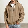 Men's Full Zip Hoodie Drop Shoulder Sleeves, Casual Long Sleeve Sweatshirt for Everyday Wear