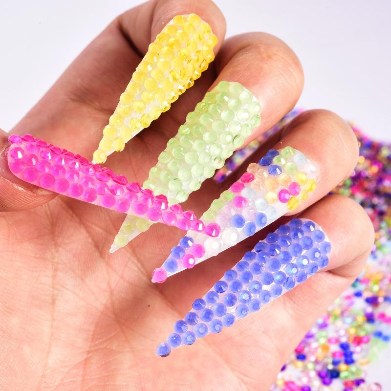 Round Resin Flat Bottom Drill Transparent Bottom Luminous Nail Drill Diy Mobile Phone Violent Bear Loose Diamond Accessories Accessories