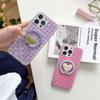 Korean Style Plaid Polka Dot Case for iPhone 16 Pro Max Apple 17 Phone Case 14/ 85% Off with Magnetic Stand