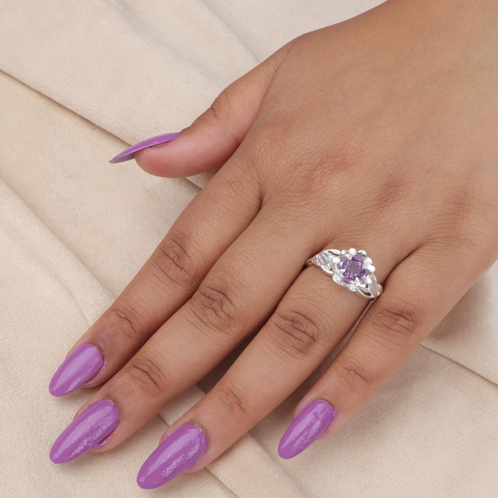 

Amethyst Gemstone 925 Sterling Silver Stylish Jewelry Engagement Ring For Women CZR-2-10 13