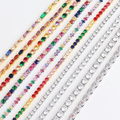 Iced Out Zircon Tennis Bracelet For Women Luxury Shiny Crystal Bracelets Hand Chain Hippie Trendy Accessories Jewelry Gifts
