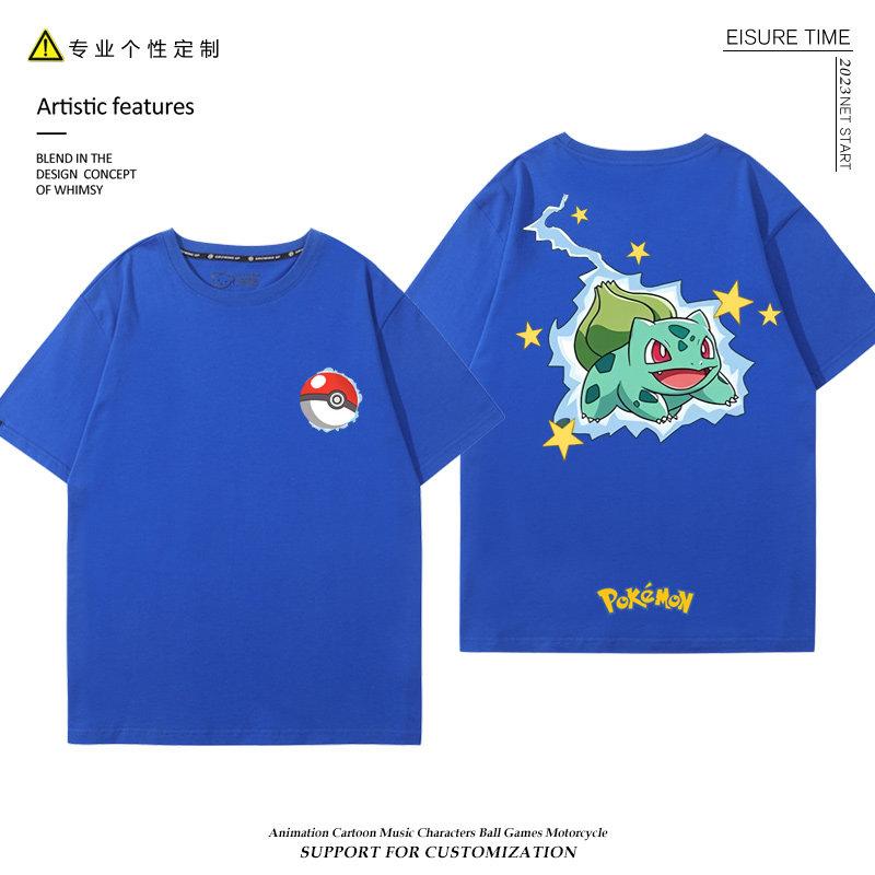 2026 Pokémon Collaboration Tshirt Shortsleeved Boys Pikachu Duck Mew Pure Cotton Clothing Loosefitting