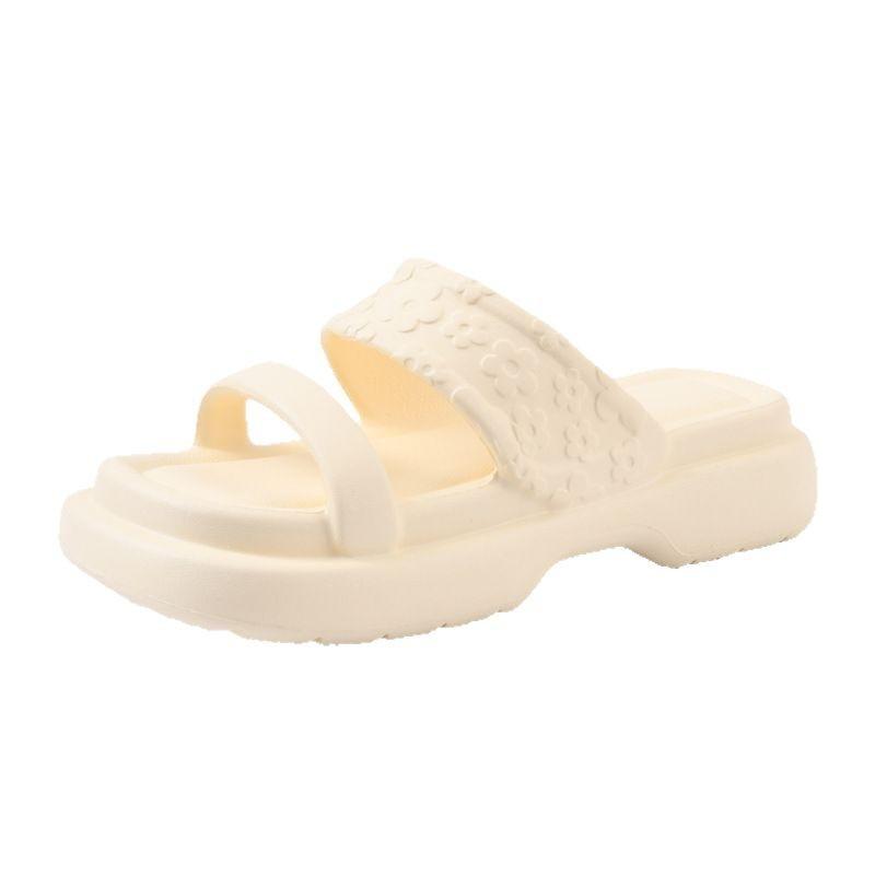 Two Women with Sandals Fashion Trend Heightened Platform Eva Household Slippers Summer Wear Non-slip Beach Sandals