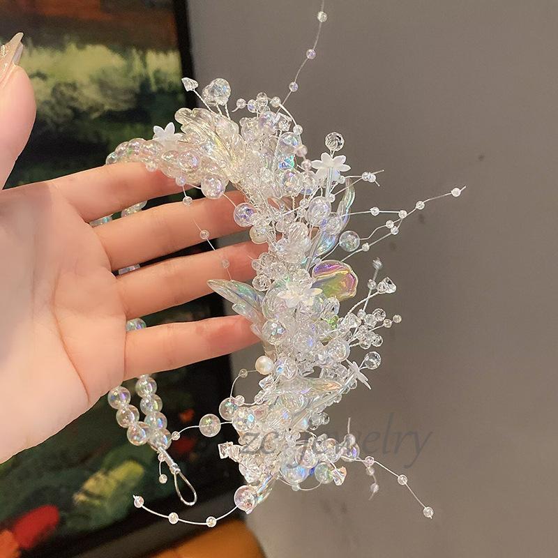 Korean version of sweet super fairy crystal petals glazed wreath headband female beautiful fashion bride disc hair photo hair accessories