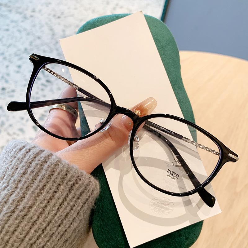 

Fashion Artistic Retro Brand Design Women Oval Frame Anti Blue Light Prescription Custom Myopia Glasses Photochromic 0 to -600 0 чорний