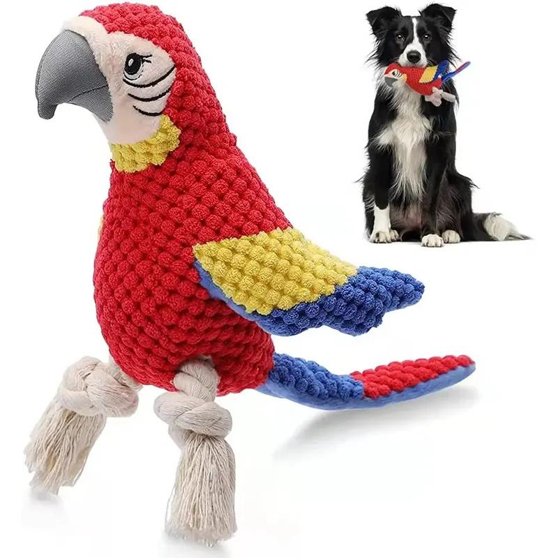 Indestructible Plush Parrot Dog Toy, Squeaky Stuffing Toy, Pet Supplies for Small and Big Dogs