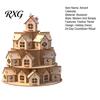 Christmas Party Decoration Wooden Advent Calendar, 24 House Countdown Display Stand with Tree DIY Holiday Shape, Festive Tabletop Shelf Decor,