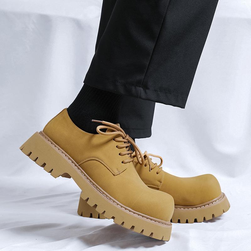 FashionBrand Black Thick Sole Formal Half Leather Derby Shoes for Men Luxury Designer Platform Casual Shoes Wedding Dress Oxfords Shoe