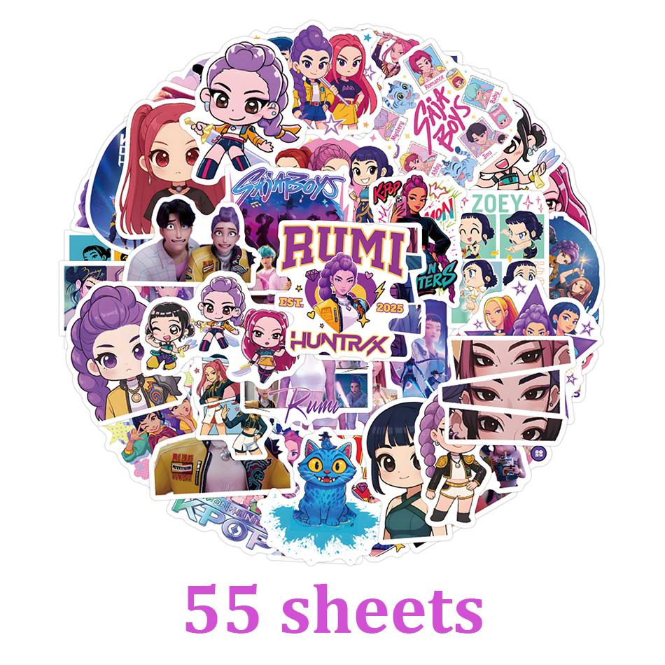 KPop Demon Hunters Creative Stickers Cartoon Characters Rumi Zoey Mira Cute Graffiti Stickers Waterproof Stickers Birthday Gifts