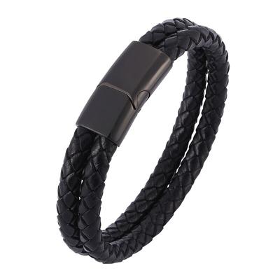 Jewelry Of Men Black Braided Leather Bracelet Cuff Bracelet Bangle Fashion Gift