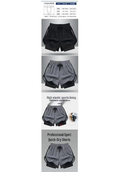 Men's Plus Size Quick-Drying Double-Layer Swim Trunks with Anti-Embarrassment Design