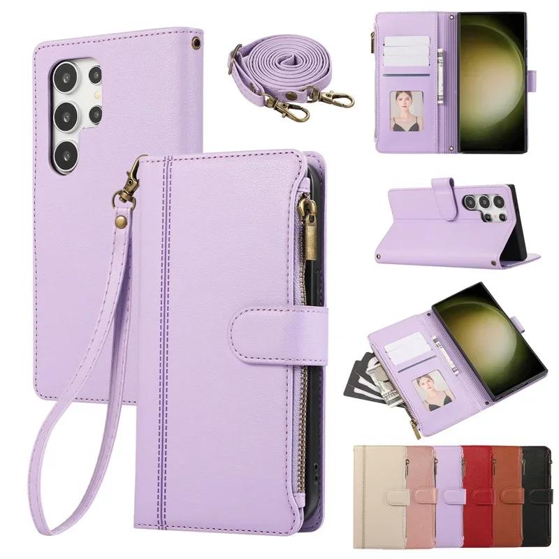 Crossbody Wallet Card Holder Phone Case for Samsung Galaxy S23 S24 FE S26 S25 S22 Plus Ultra A16 A06 A56 A36 A35 A55 A15 Cover
