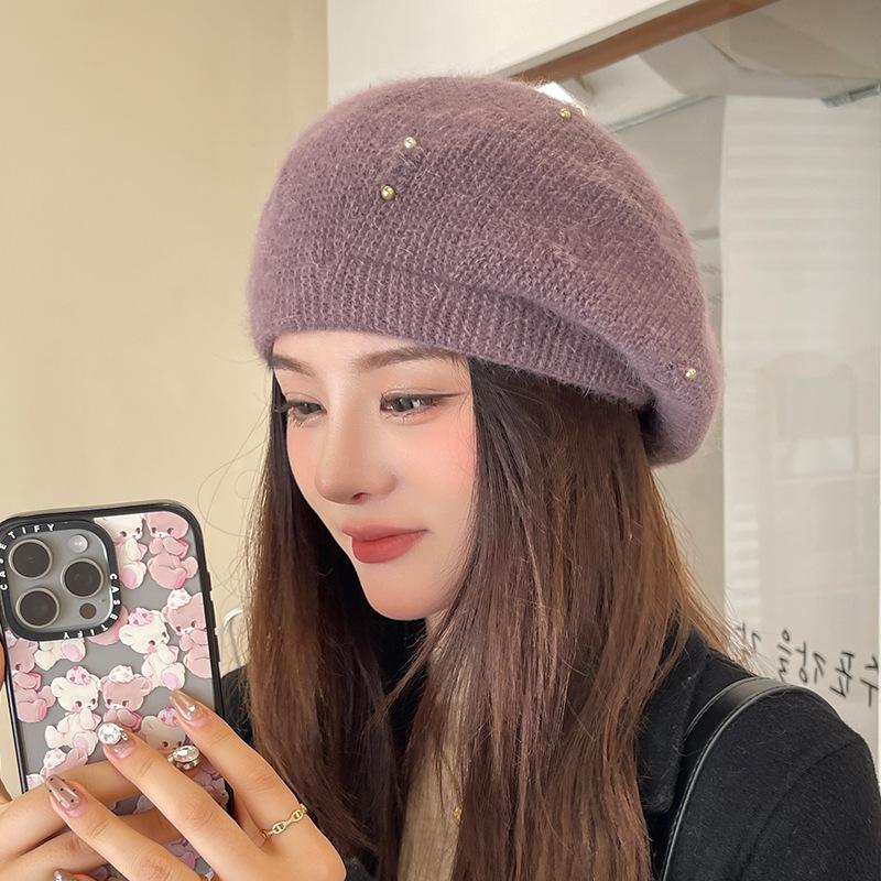 Hut Damen Herbst und Winter Wollmütze Warm Niedlich Gestrickte Baskenmütze Outdoor Lässig Mode Malermütze