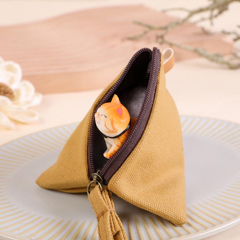 Zongzi Canvas Coin Purse - Cute Retro Korean Wallet & Key Holder Gift