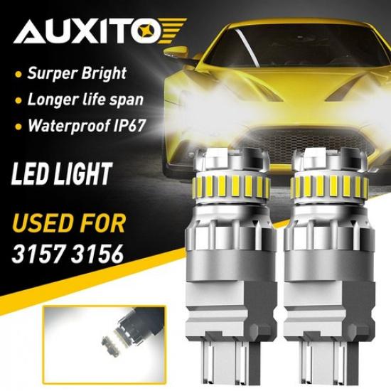 AUXITO 3157 LED Reverse Brake Turn Signal Parking Light Bulbs White 2400LM 2F XV