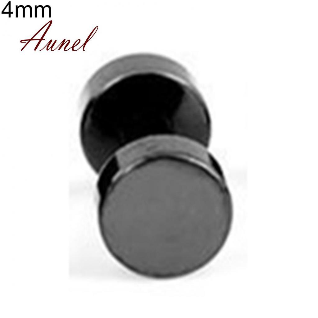 Punk Round Black Stainless Steel Ear Stud Piercing Earrings 3mm - 14mm