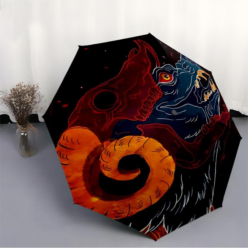 1pc Demonic Horns Automatic Open/Close Umbrella Compact Folding Umbrella, All-Season Portable Umbrella for Women/Men F1124036