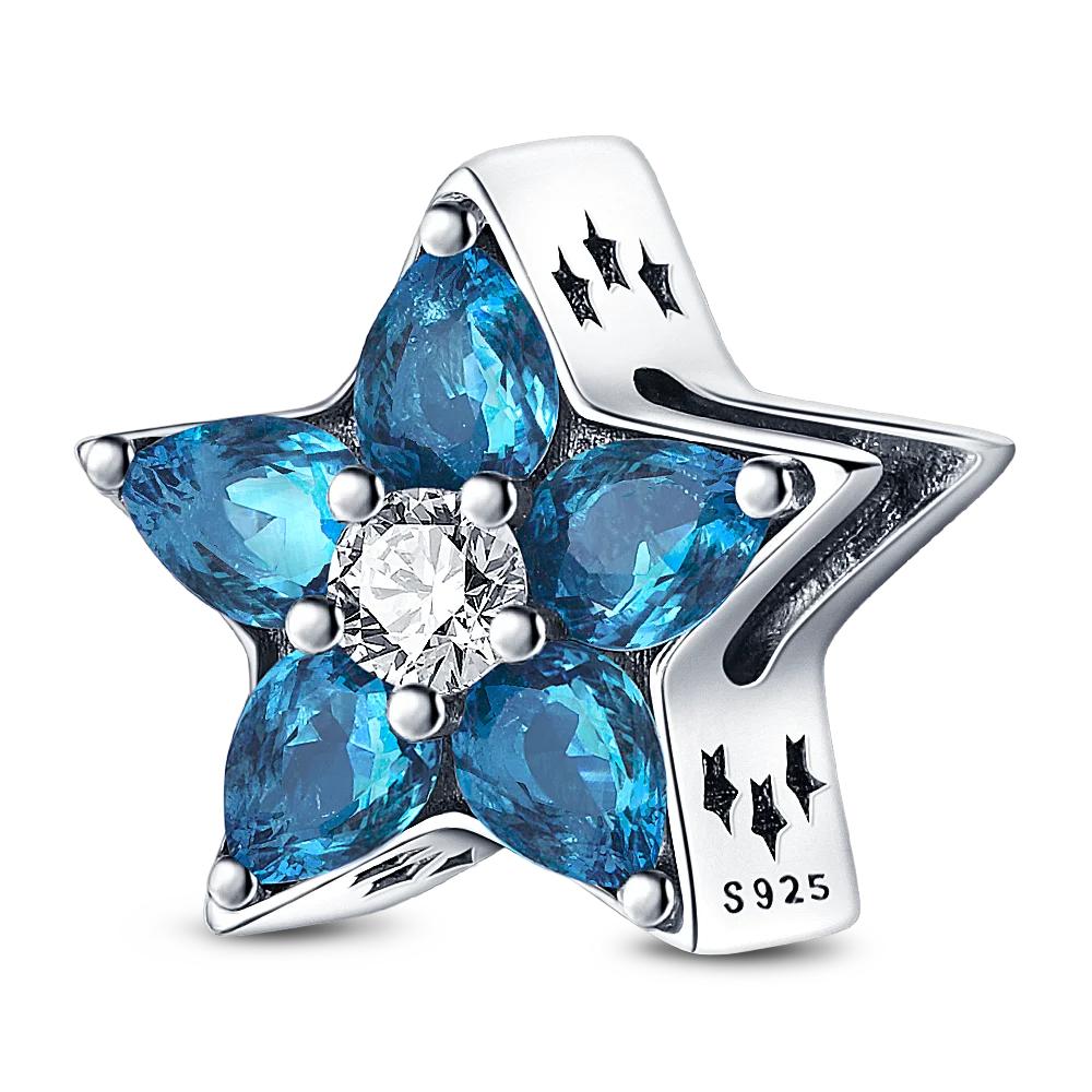Copper Metal Blue series moon Plane Space series Glass Bead Components Clip Charm Bead Component Compatible With 4MM hole diamete Bracelet High