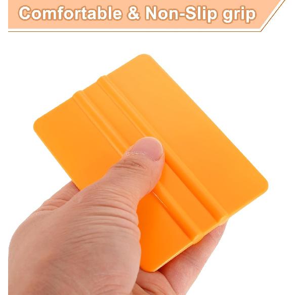 HARFINGTON 3pcs Vinyl Squeegee, 4-Inch Car Vinyl Film Scraper, Yellow, Rectangle