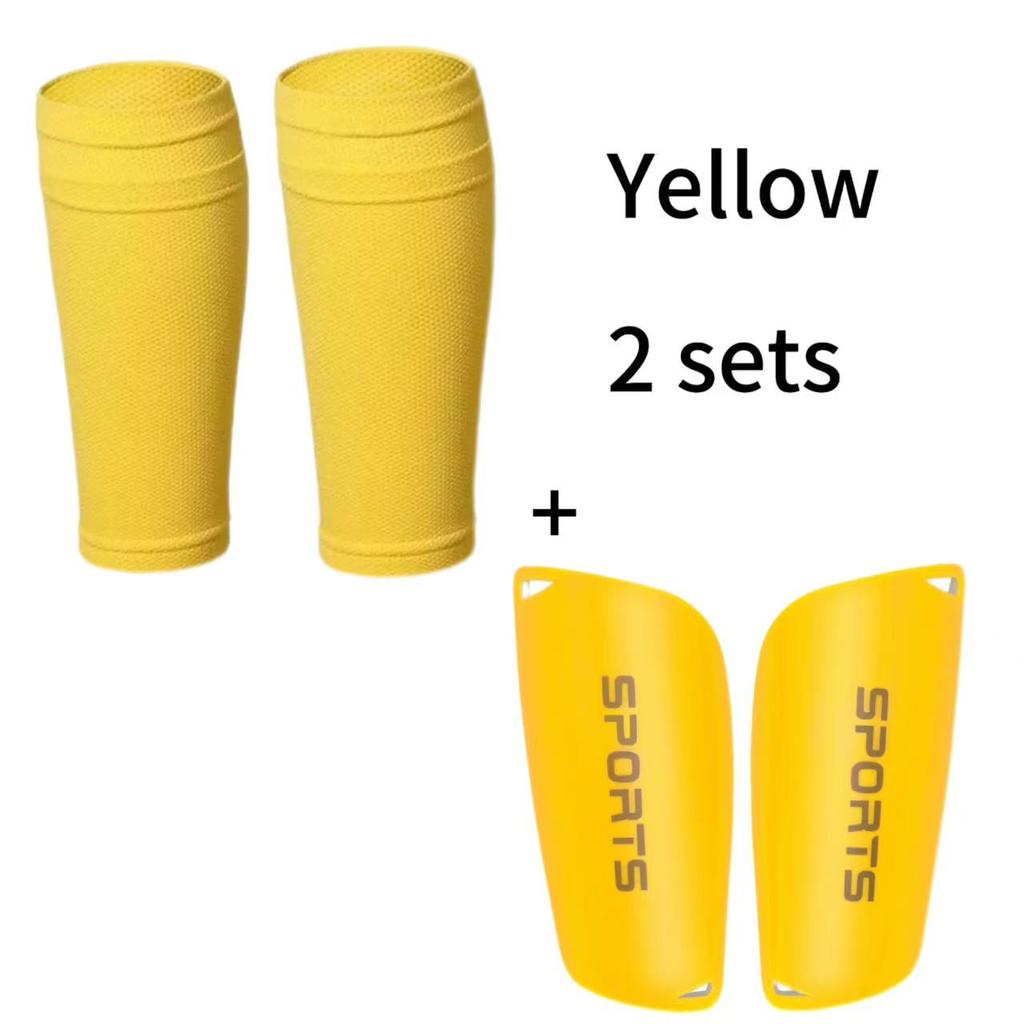 2 Pieces Soccer Set Crew Socks With Shin Guard Football Grip Socks,Leg Sleeve Sport Sock Covers for Adult