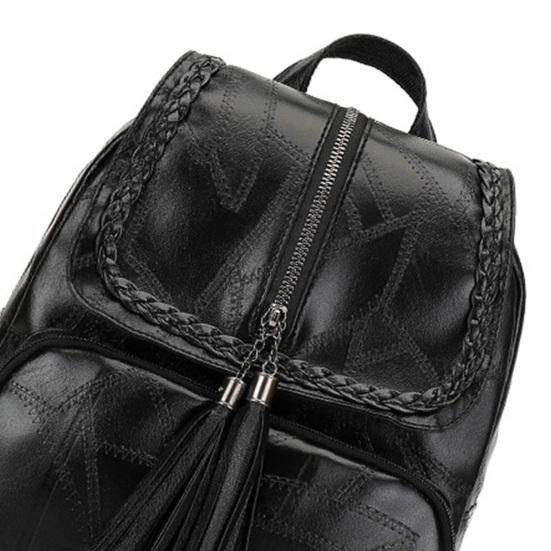 Unisex Retro Backpack Faux Leather Waterproof Schoolbag Anti-Theft Multi-Pocket Backpack for Street Travel College Students