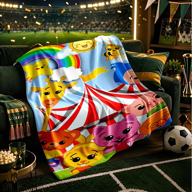 Happy Plim Friends Blanket Flannel Throw for Sofa, Indoor, Camping, Living Room, Office, Chair, And Bed Soft Birthday Gift