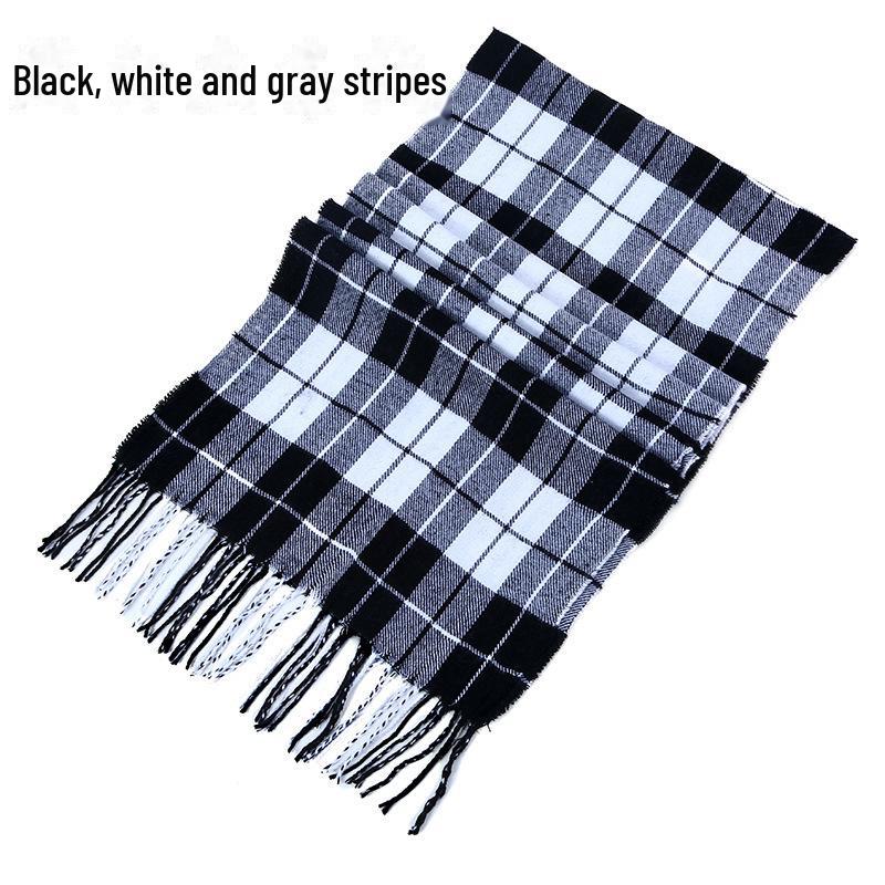 Winter Men's and Women's Thick Plaid Imitation Cashmere Scarf