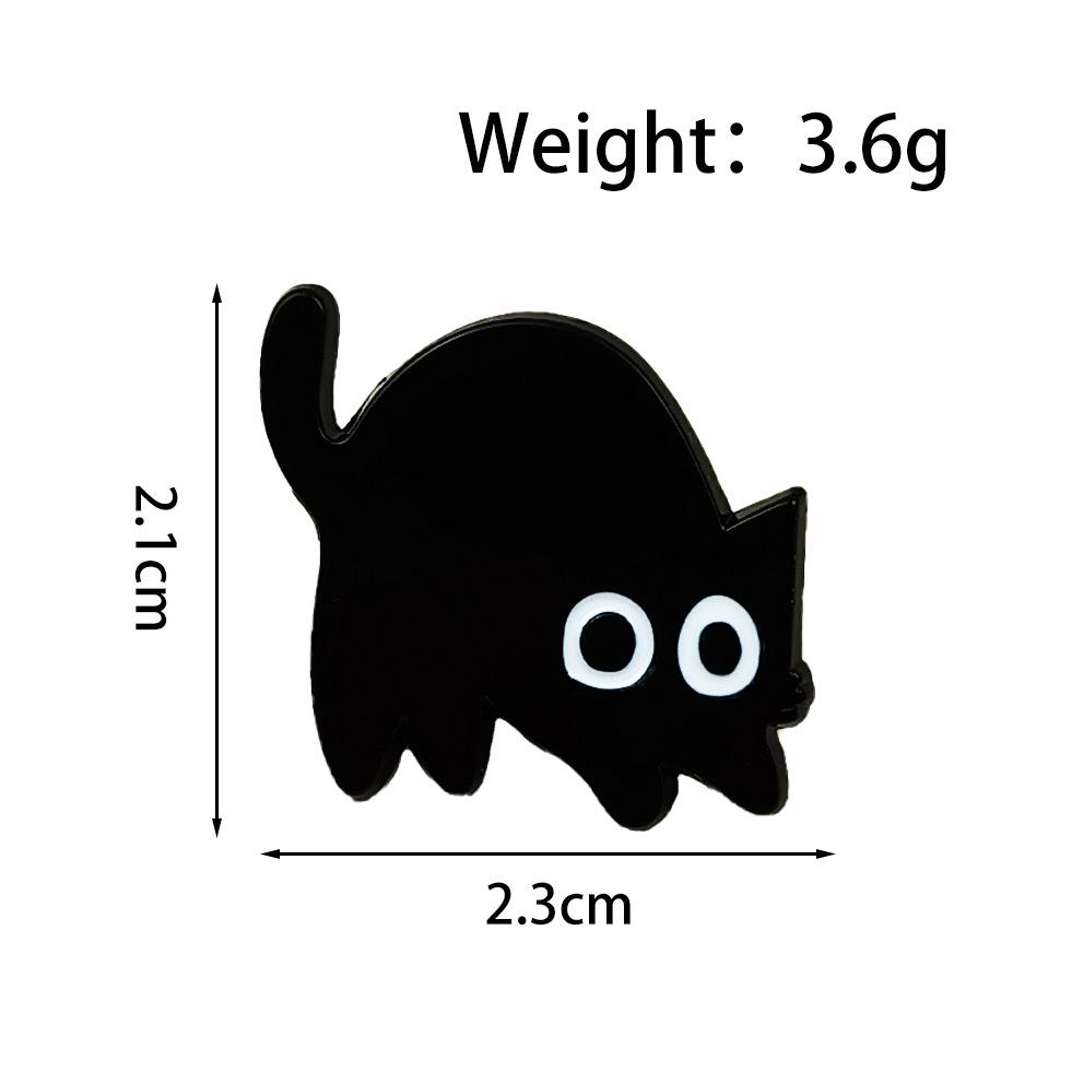 Cartoon Black Cat Brooch - Cute Alloy Pet Badge for Clothing & Backpacks