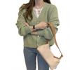 Damen Strickpullover Mantel Locker Lässig Langarm V-Ausschnitt Knopfverschluss Gestrickter Pullover Mantel Oberteil