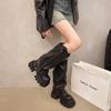 Thick-soled But Knee Boots Women's 2025 Autumn and Winter New British Style High Trouser Boots Small Skinny Knight Boots