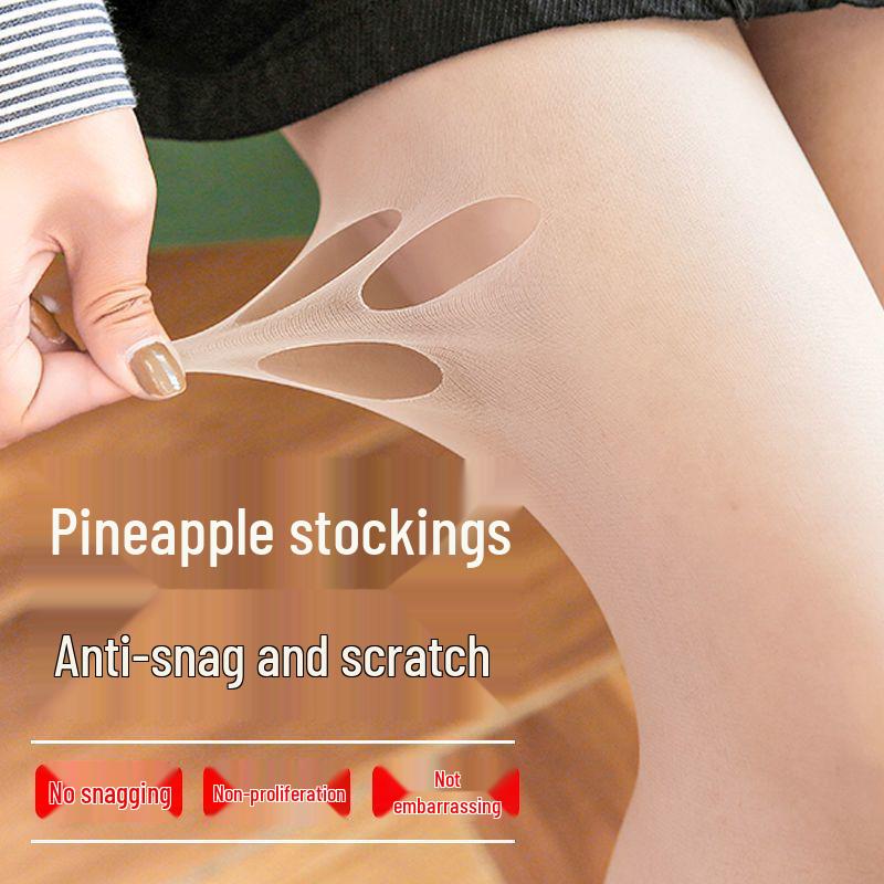Ultra-Thin Women's Anti-Snag Sun Protection Pantyhose – Nude Pineapple Stockings, Plus Size, for Spring and Autumn