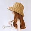 [Petite Marie] 13 DD MDD Compatible (DDH-01~10 Compatible) Cloche Hat Straw Hat Beige with Black and White Ribbon 9-10 Inch 40cm 60cm Doll BJD Doll