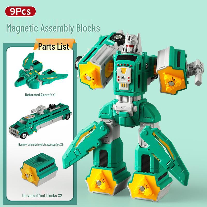 Children's Magnetic Transforming Robot Building Blocks Toy Set