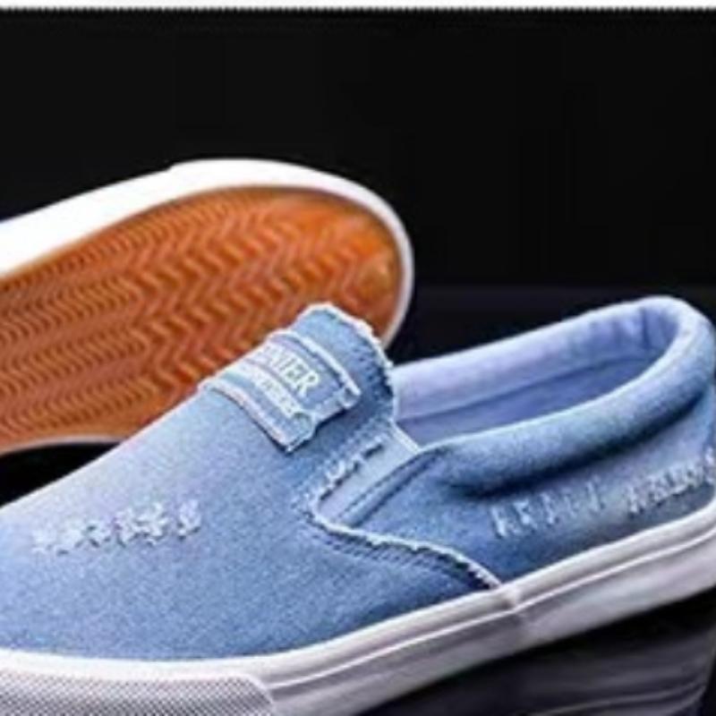 Men's Canvas Denim  Shoes Slip-On Sneakers Male Flats Breathable Loafers  Men Summer Trainers Light Black Shoes Footwear