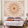 Boho Floral Mandala Tapestry For Bedroom Aesthetic Watercolor Bohemian Flower Wall Tapestry Brown Beige Hippie Indian Small