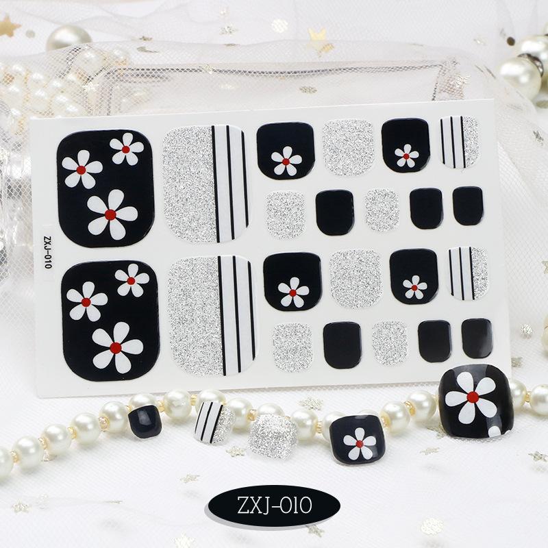 New Summer Foot Stickers Waterproof Beach Toe Nail Stickers Girls Simple Little Chrysanthemum Nail Stickers