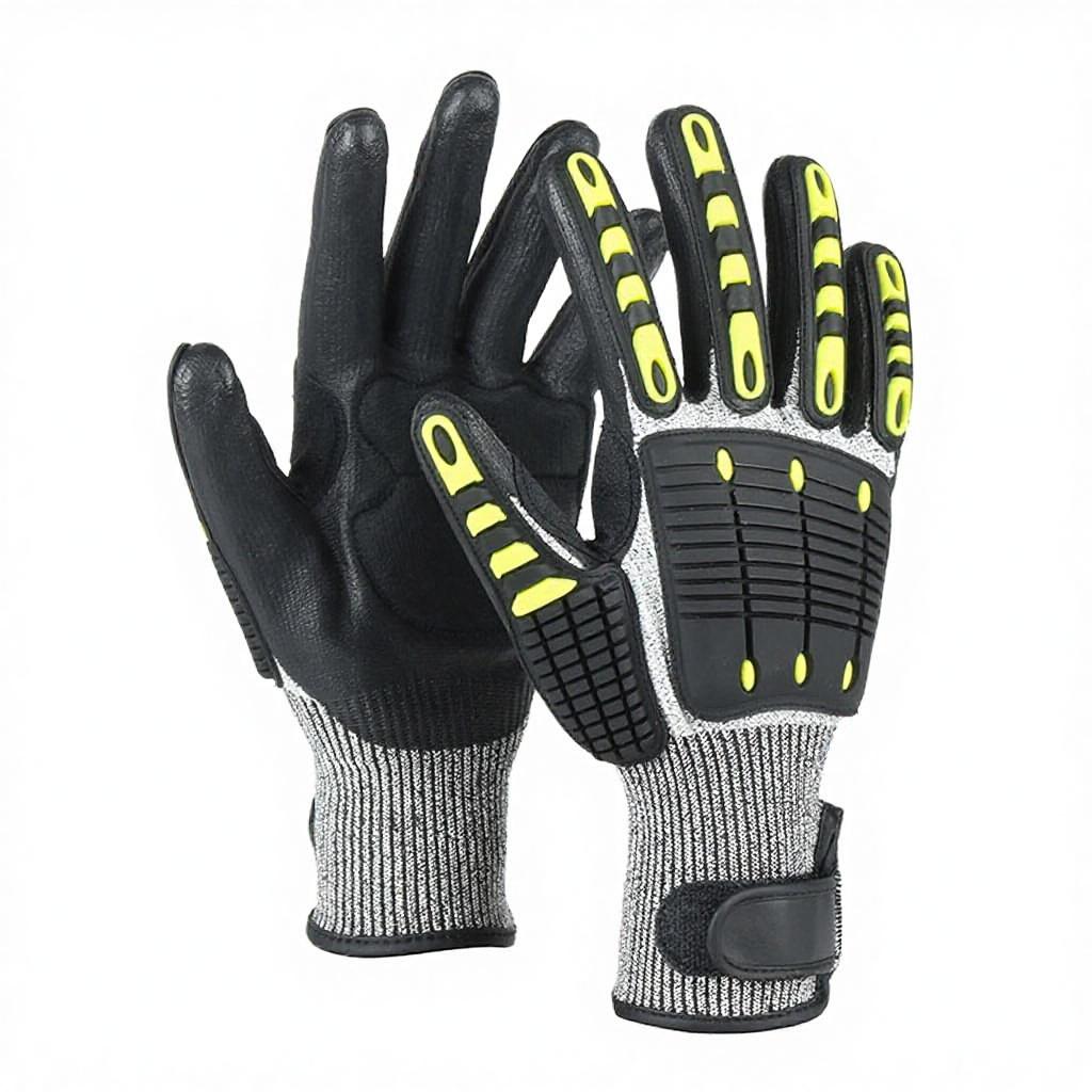 High Quality Anti Slip Anti-cut Sandy Nitrile Coated Textured Full Palm Anti-Impact Cut Resistant Gloves Level 5