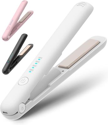 Cordless Hair Iron with Carrying Pouch, 2-Way Curling/Straightening, 18mm, Professional Grade, 200℃, TYPE-C Charging, 3200mAh High Capacity, 4 Tempera