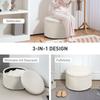 Footstool with 97 L Storage Space, Corduroy Fabric, Foam, Seat Stool, Beige