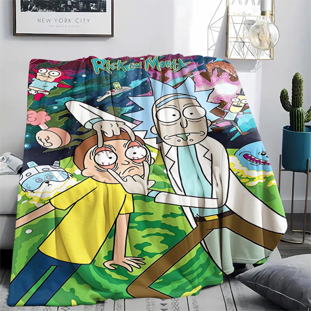 1 Stück Rick und Morty Print Flanelldecke, Hohe Qualität, Bequem für alle Jahreszeiten, Heimdekoration, Wärme und Komfort, Perfekt für Geschenke