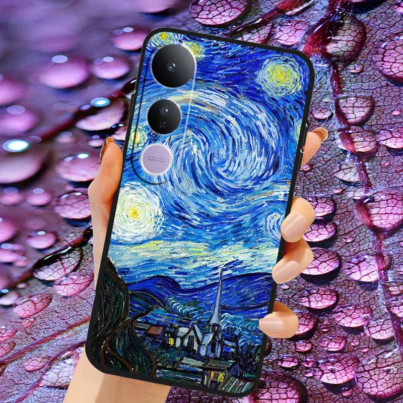 Case For Vivo V50 Lite Soft 3D Flower Relief Emboss Silicone Covers for Vivo V 50 Lite 4G 5G V50Lite Soft Capa Protective Casing